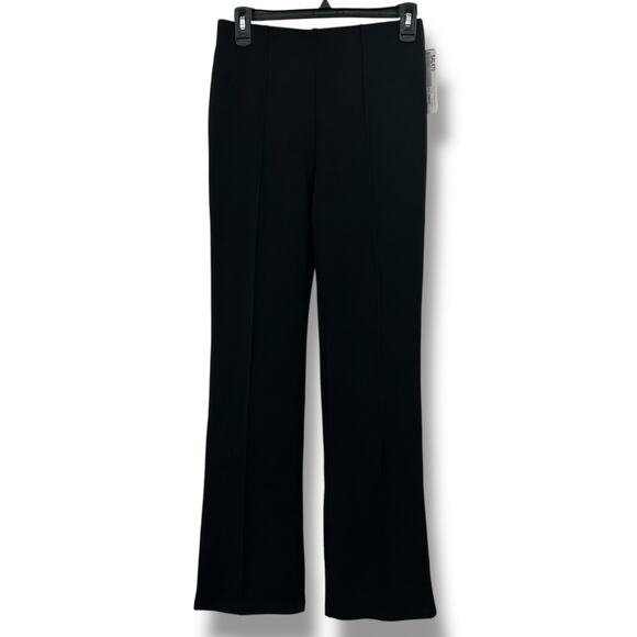 NEW BCX Black Pull On Dress Pants Small Seamed Flare Scuba Stretch Trousers Work - Picture 3 of 7
